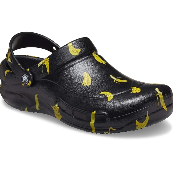 Crocs Unisex Adult Black Banana Printed Clogs - Picture 3 of 8